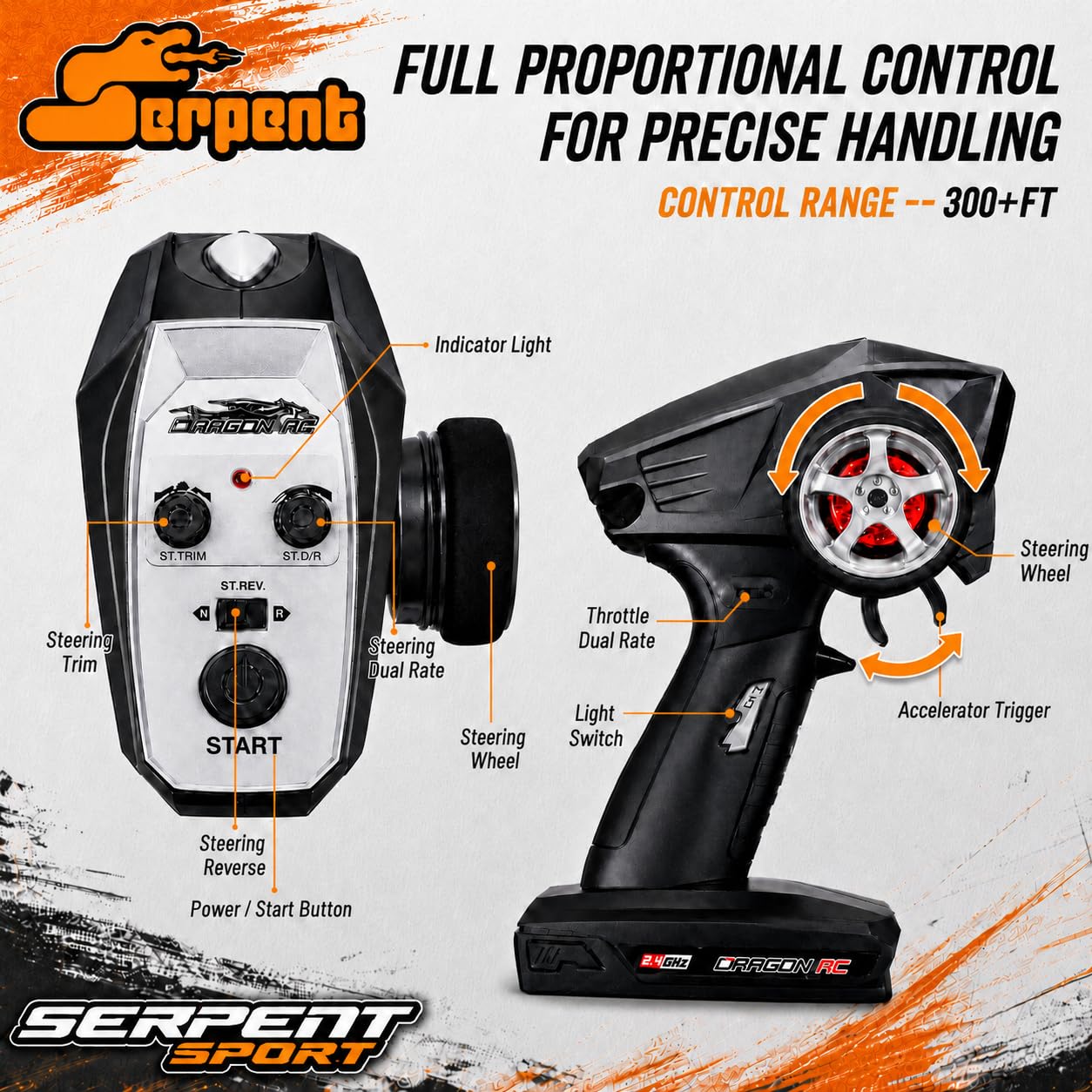 Serpent 1/18 4WD Offroad-Truck,Hochgeschwindigkeits-RC-Auto bis 40 km/h | 1:18 Allgelände-RC-Fahrzeug mit 2,4-GHz-Fernsteuerung, wasserdichter 4x4 Offroad-Truck mit 2 wiederaufladbaren Akkus