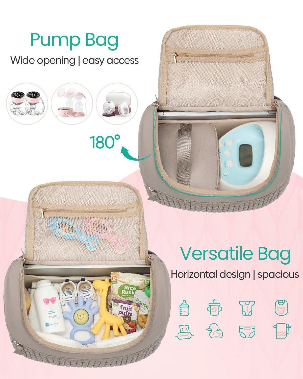 Qualyphant Petit sac à dos tire-lait pour Spectra S1 S2 Medela avec sac isotherme, petit sac à langer fourre-tout