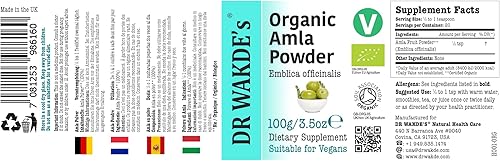 Miniatura 2 de DR WAKDE'S Amla Fruit Powder (Amalaki  Emblica officinalis)  3.5 oz  Polvo puro, crudo y seco  Aroma natural y frescura  Polvo fino  Vegano  Grado