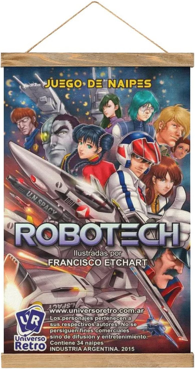 Anime Robotech Macross Saga Scroll Poster Wall Fabric Decorative Wooden Frame Hanger Magnet Kit Holder Print Photo for Living Room Bedroom Decoration