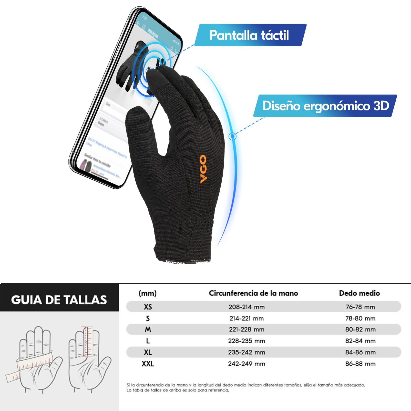 Vgo... 5 Pares Guante de trabajo multifuncional,Guantes de seguridad,Guantes de trabajo de construcción,Guantes de jardinería,Guantes ligeros（AL8736）
