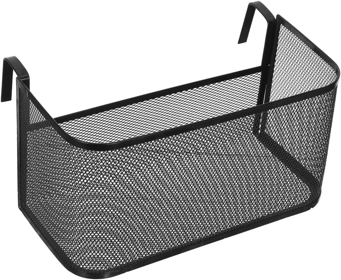 Toyvian Black Iron Bedside Hanging Storage Basket with Hook Design for Dorm Room and Office, Quick Installation Bed Organizer Caddy to Maximize Dorm Space