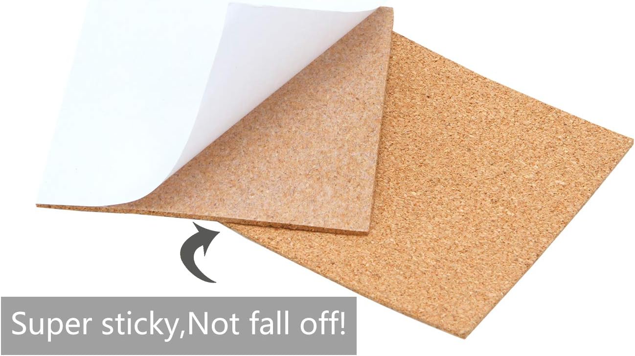 Resinta 50 Pack Self-Adhesive Cork Squares 4 x 4 Inch Cork Backing Sheets Mini Wall Cork Tiles with a Storage Bag for Coasters and DIY Crafts