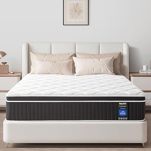 King Mattress 14 Inch, Strengthened King Size Hybrid Mattresses in a Box with Gel Memory Foam and Individual Pocketed Springs for Support & Pressure Relief, Medium Firm King Mattress