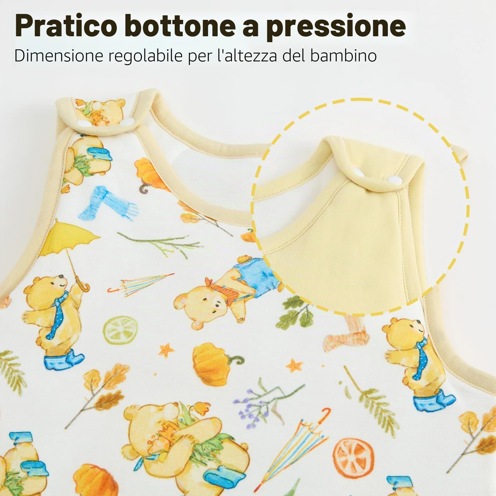 WYTbaby 2er Pack Sacco nanna per neonati 1.5 Tog Sacco nanna per tutto l'anno Morbido 100% cotone Sacco nanna per neonati Inverno per neonati maschi e femmine 0-18 mesi, giallo., 80 cm/12–18 Monate