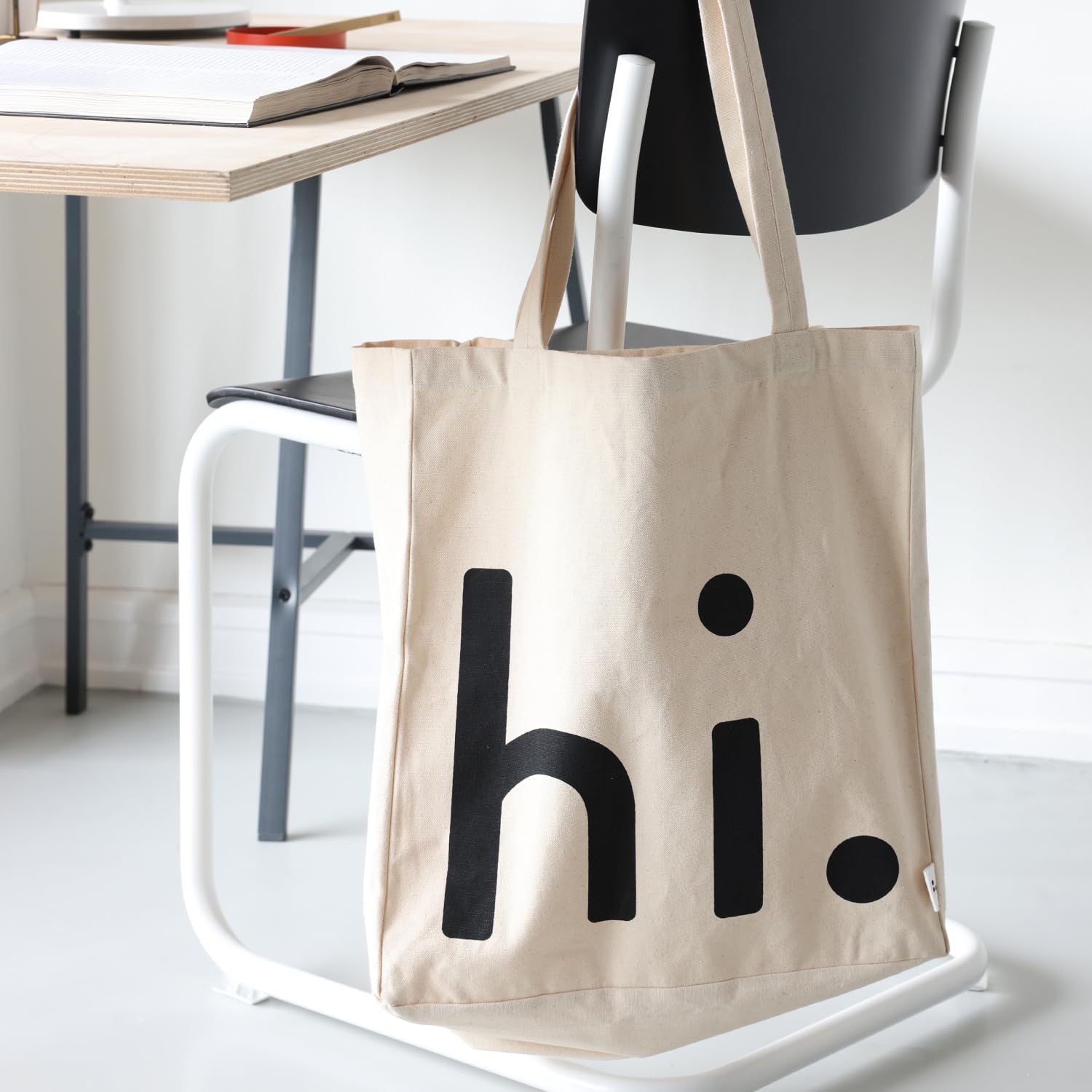 Design Letters Borsa donna | Borsa Shopper Cotone manici lunghi | Sacchetto di iuta | Borsa Tote |sacchetto regalo certificato Oeko-Tex | Borsa in Tessuto | Sacchetto di Cotone 44x42 | Tote Bag Canvas