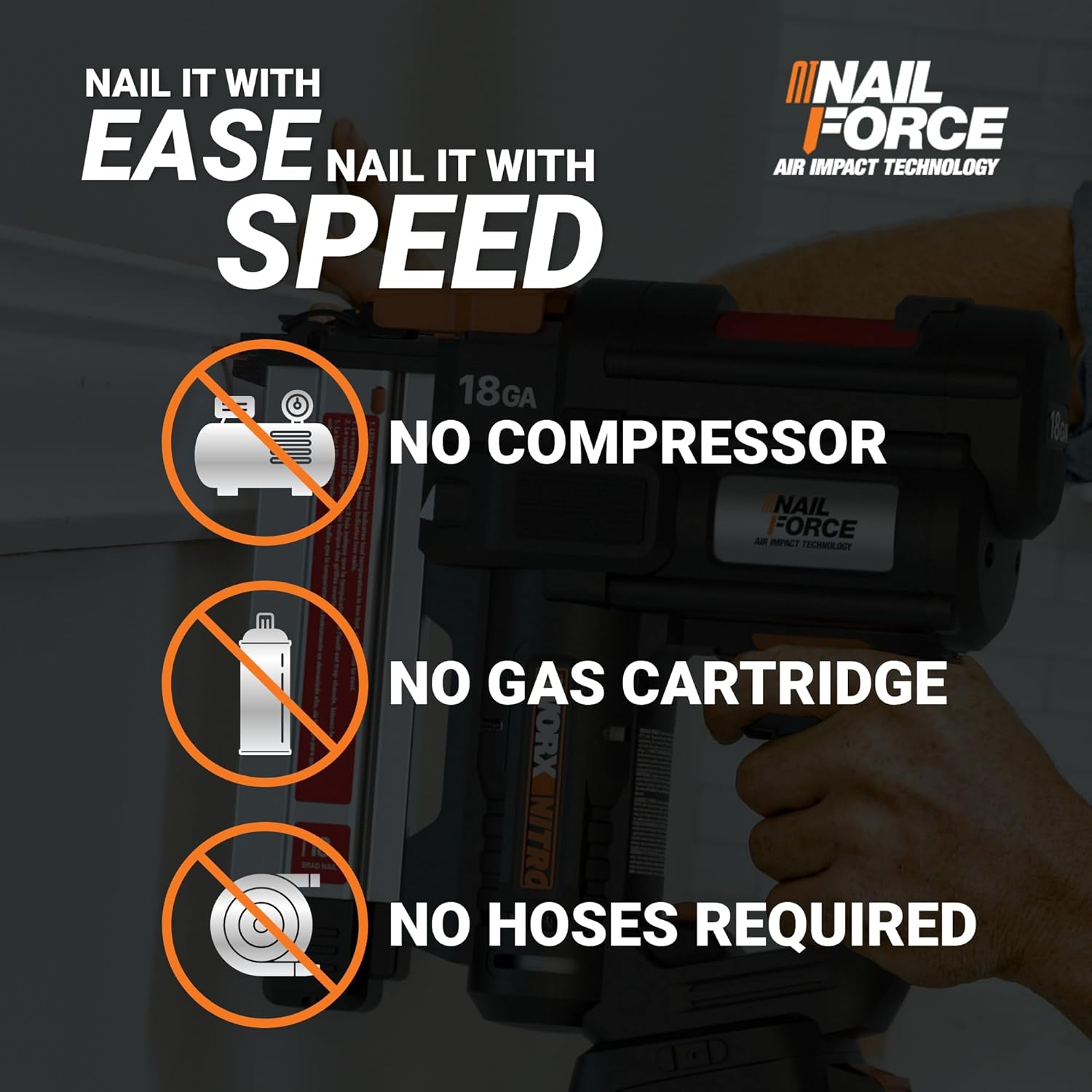 Worx Nitro 20V 18GA Cordless Brad Nailer, Cordless Nail Gun, Nail Gun Battery Powered, Up to 2 Inch, Tool-Free Jam Release, Trimming & Molding, Baseboard WX842L PowerShare – Battery, Charger Included - Image 3