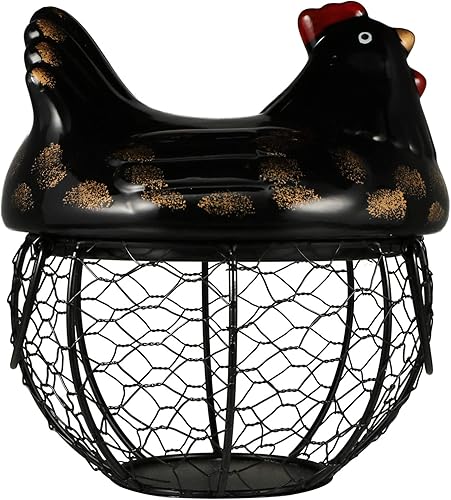 BESTonZON Decoración del hogar Decoración vintage Huevos de cerámica Huevos de cerámica Almacenamiento de huevos Almacenamiento de huevos Cesta de