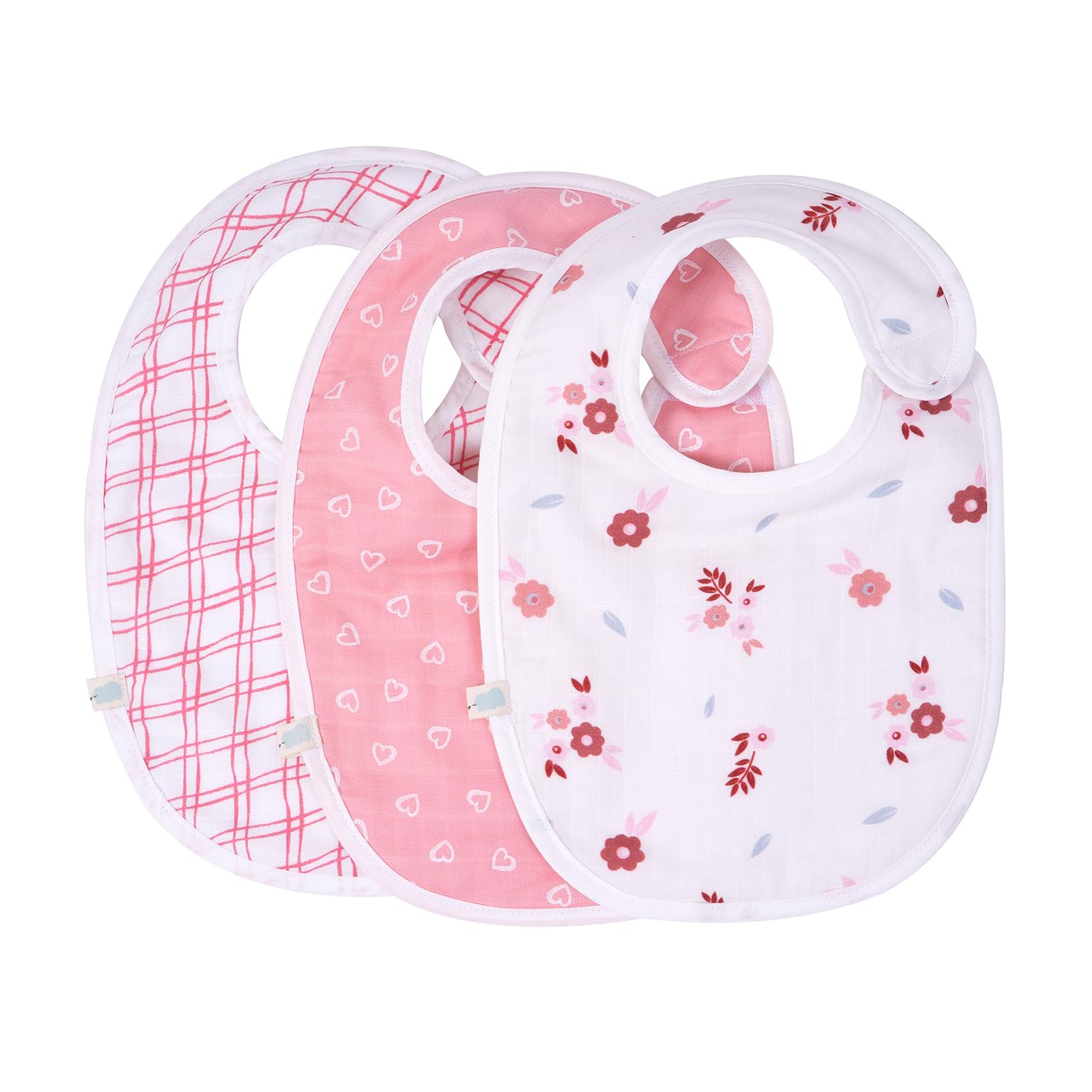 TIDY SLEEP Muslin Pure Cotton 3 Layer Baby Bibs, Skin Friendly Ultra Soft Pure Cotton Baby Bibs Assorted Colour-image-38