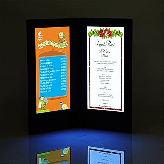 LED Rechargeable Menu Cover Holder 5.5" x11", LED Backlit Menu Holder Illuminated Black Leatherette Menu Holde/Check Displayer for Restaurant Bars and Fine-Dining Establishments