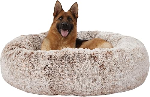 Miniatura 25 de Bedfolks Cama Calmante en Forma de Dona para Perros - 36" Redonda, Esponjosa, Antiansiedad, Cama para Mascotas Lavable a Máquina (Rosa, Grande)