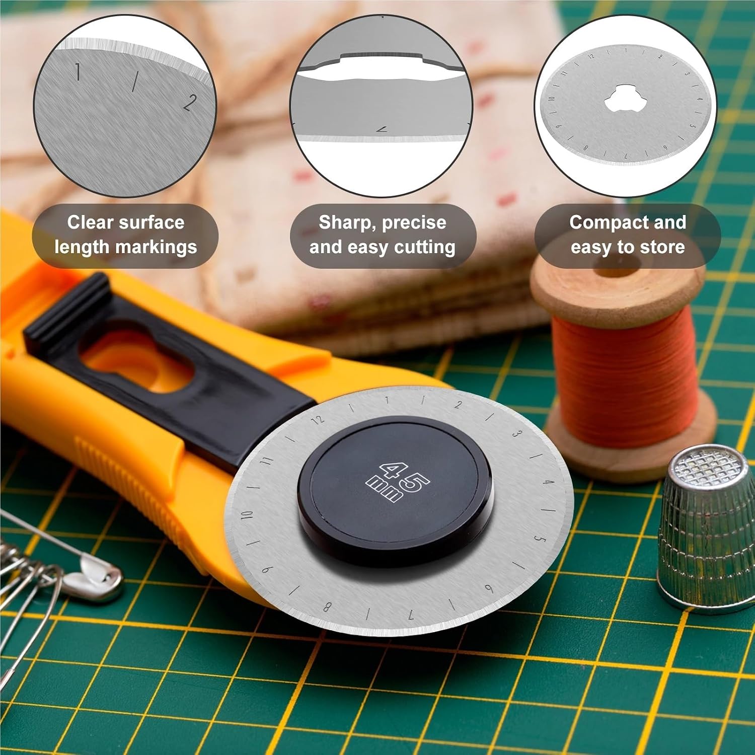 Quilting Rotary Cutter Blades 20 Pcs 45mm Rotary Blades Round Trimmer, Replacement with Plastic Box(Style 1)