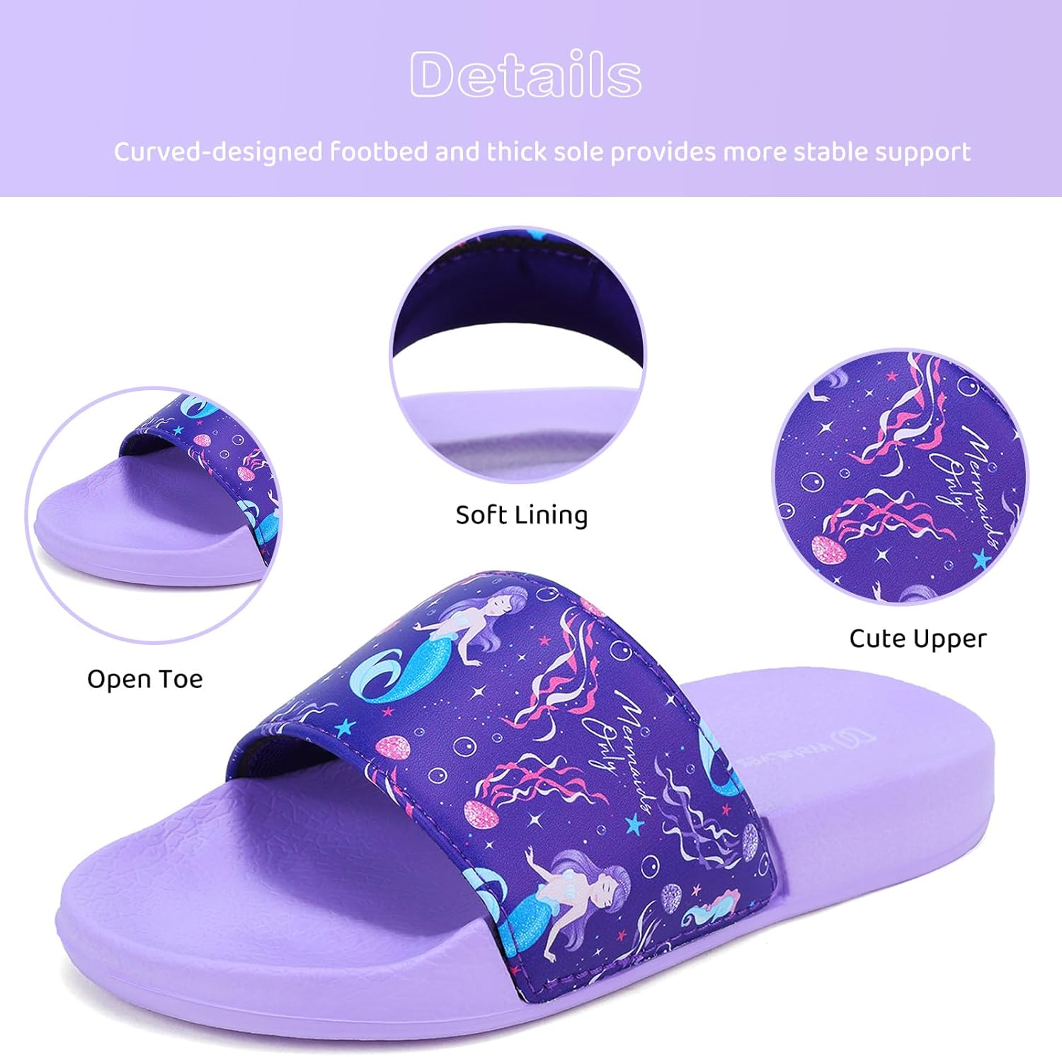 WateLves Girls & Boys Slide Sandals Kids Summer Slippers Slip On for Outdoor Beach Pool Shower (Little Kid/Big Kid) - Image 5