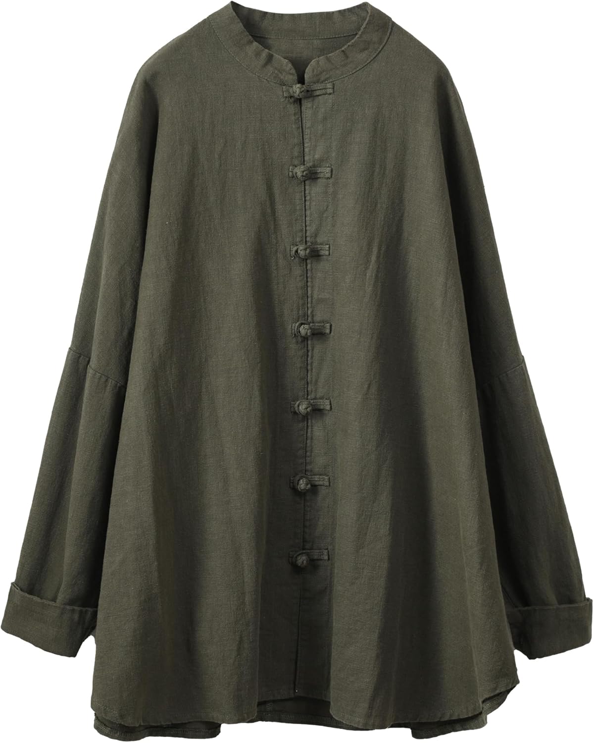 Women's Cotton Linen Shirt Button Jacket Vintage Long Sleeve Blouses Coat Top Spring Autumn Casual Wear - Image 4