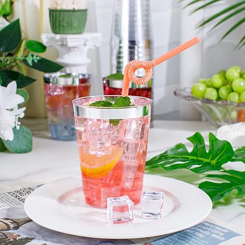 Miniatura 4 de supernal 200 vasos de plástico plateados de 10 onzas, copas de vino desechables, copas de cóctel de alta calidad, vasos de cóctel para fiestas,