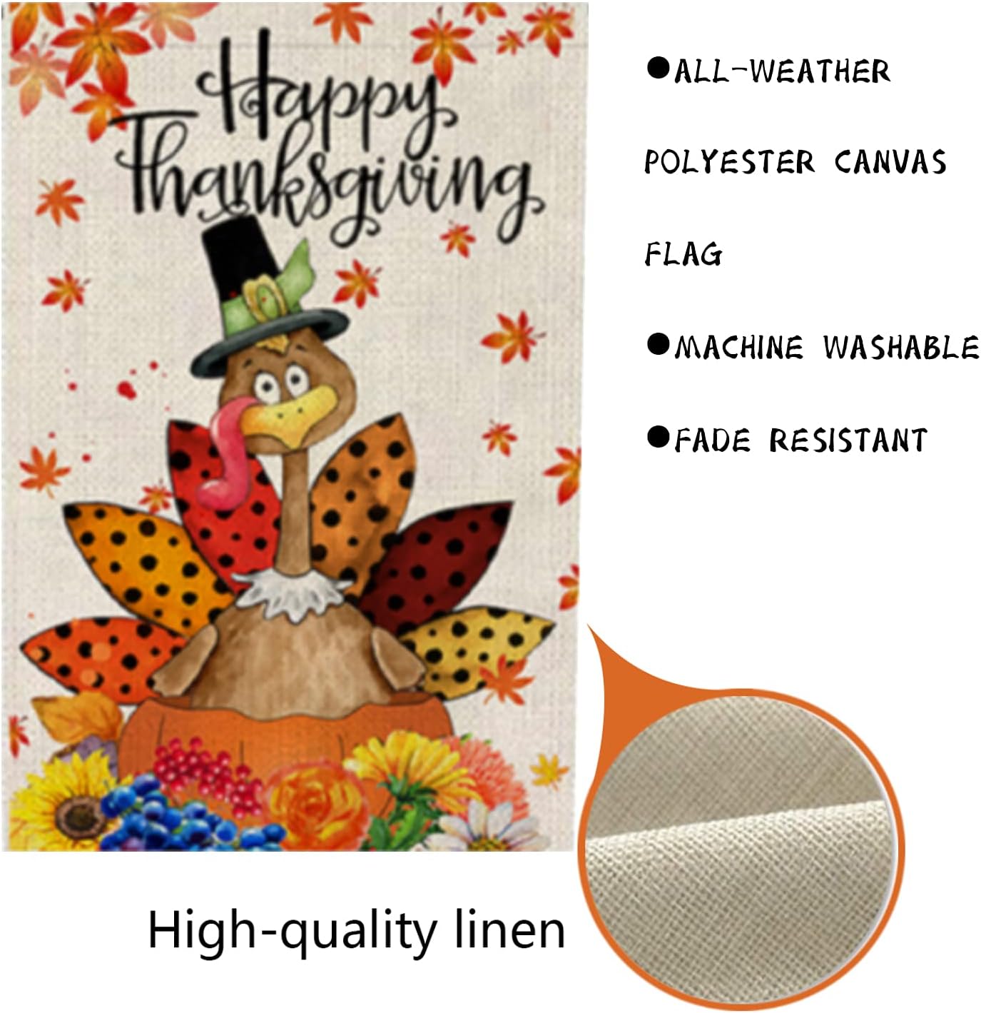 Happy Thanksgiving Garden Flags - 12.5 x 18 Inch, Be Thankful Thanksgiving Flag Double Sided Decorative Turkey Fall Garden Flag for Harvest Fall Autumn Yard Outdoor Decor - Image 3