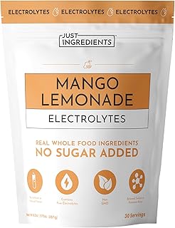 JUST INGREDIENTS Mango Lemonade Electrolyte Drink Mix - Coconut Water, Sea Salt, Trace Minerals - 30 Servings