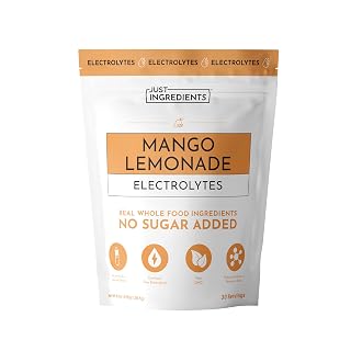 JUST INGREDIENTS Mango Lemonade Electrolyte Drink Mix - Coconut Water, Sea Salt, Trace Minerals - 30 Servings - Amazon product rated Grade A