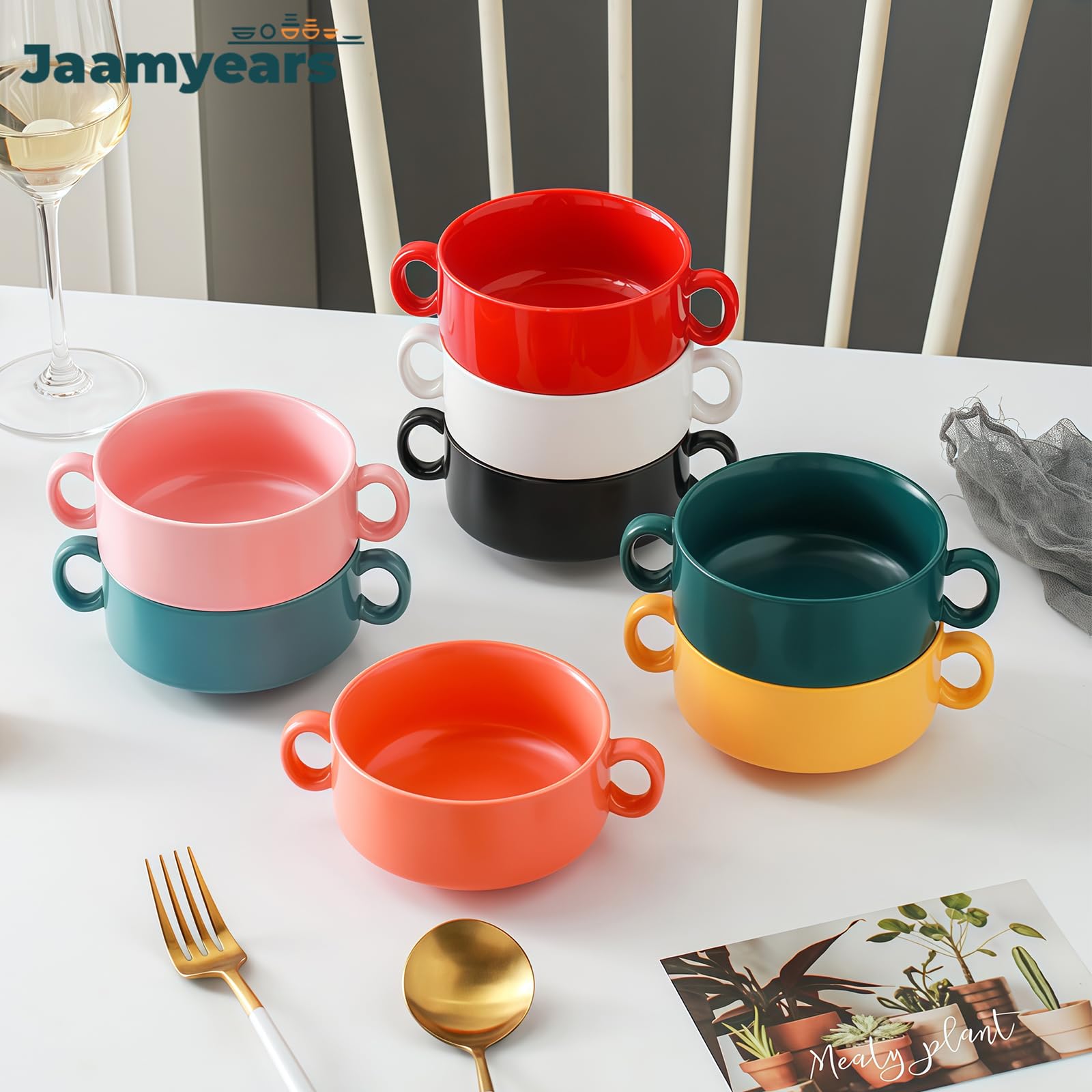 Tazas de caldo, cuencos de sopa con asas, taza de sopa para microondas de 300 ml para desayuno, leche, postres, avena