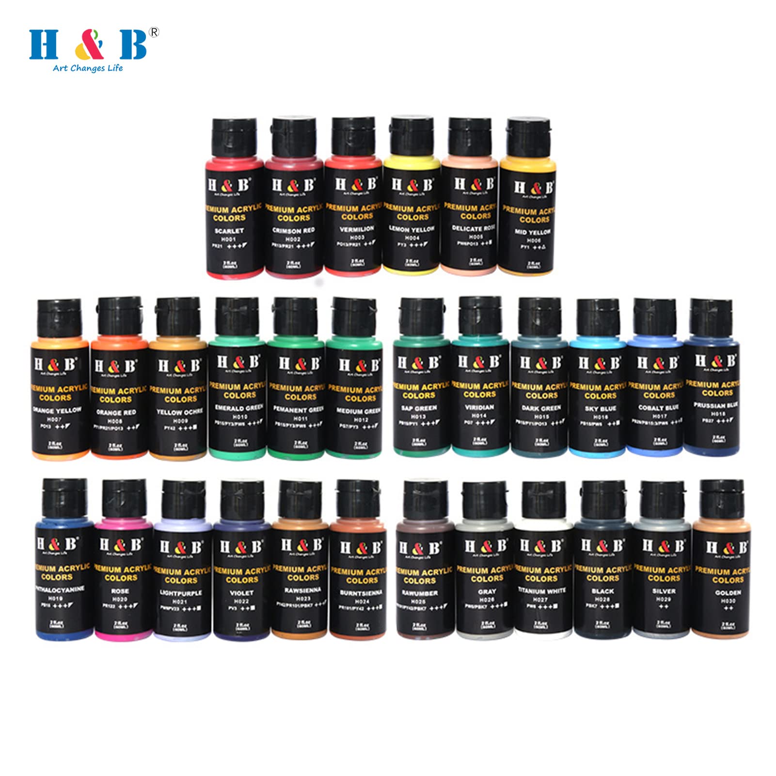 30 Farben Acrylfarben-Set, Sichere Premium-Qualität, Hohe Deckkraft für, Studenten, Hobbymaler, Kunstbedarf