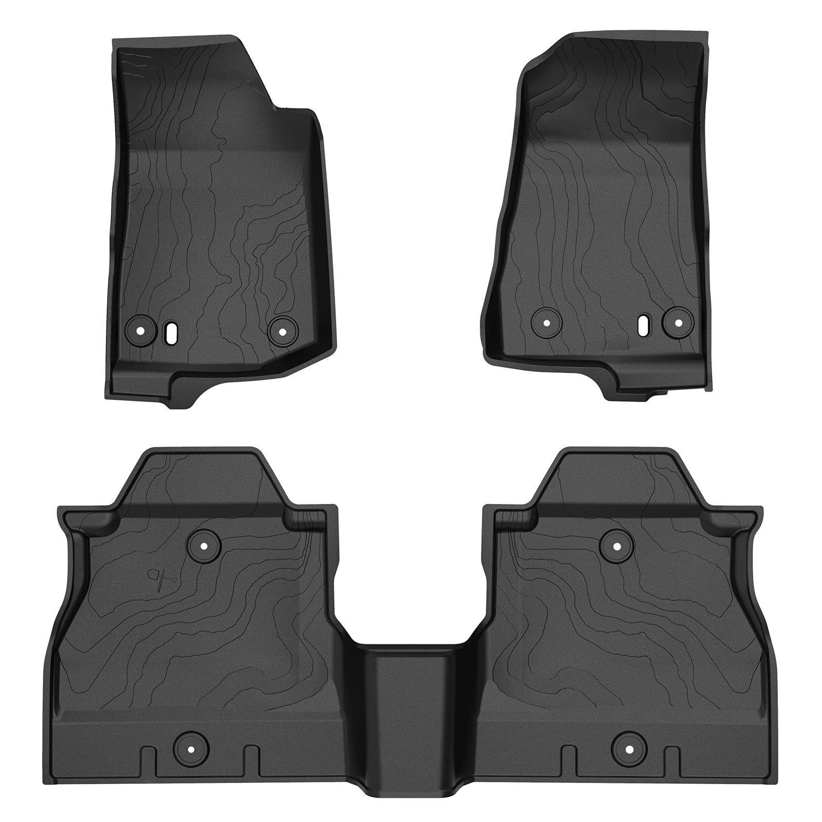 Floor Mat Liner TPE Rubber Carpet Medesasi Compatible with 2018 2019 2020 2021 2022 2023 Wrangler JL 4 Door, OEM Front & 2nd Seat Floor Mats Liners, with 1st Row Bucket Seat, Black, All-Weather Guard