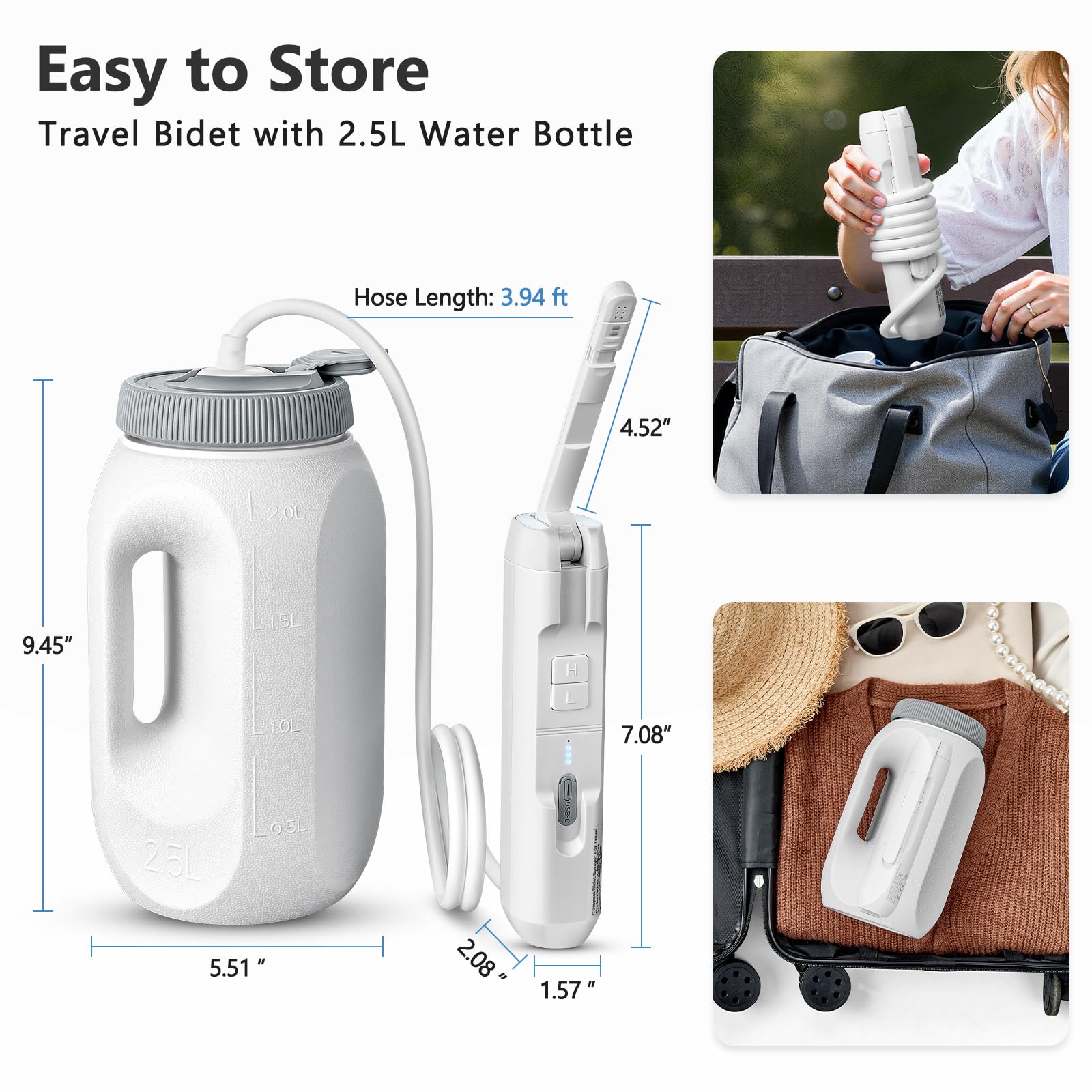 Travel Bidet for Home Hotel use Portable Bidet for Travel with Adjustable High Pressure Flush Angle IPX7 Waterproof — view 8