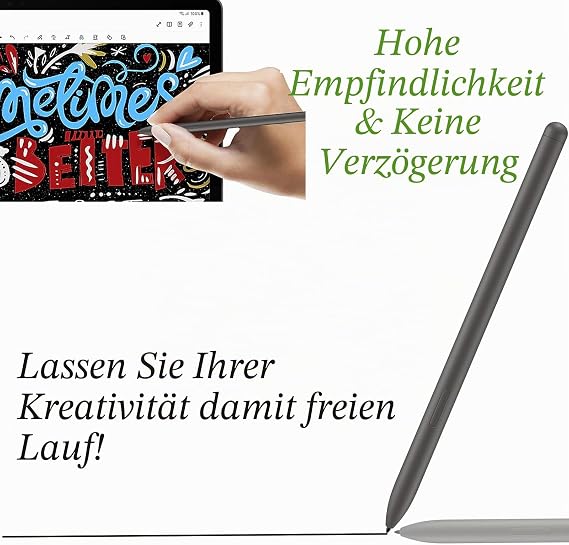 Galaxy Tab S9 FE S Pen Ersatz(Ohne Bluetooth)für Samsung Tab S9 Fe Stift für Samsung Galaxy Tab S9 FE Tab S9 FE+ Tab S9 FE Plus Eingabestift mit kostenlosen Spitzen/Federn (Grau)