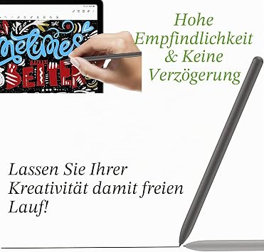 Galaxy Tab S9 FE S Pen Ersatz(Ohne Bluetooth)für Samsung Tab S9 Fe Stift für Samsung Galaxy Tab S9 FE Tab S9 FE+ Tab S9 FE Plus Eingabestift mit kostenlosen Spitzen/Federn (Grau)