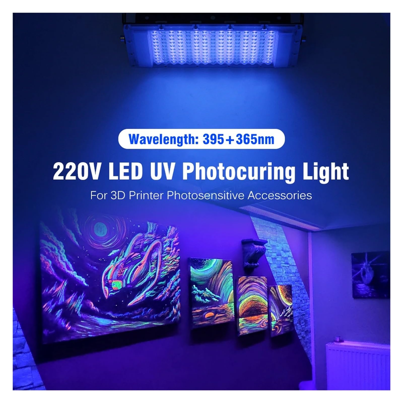 Lampe à Polymériser UV, Lampe de photopolymérisation LED UV SMD2835 for imprimante 3D, accessoires photosensibles 395+365 nm, for usage intérieur et extérieur