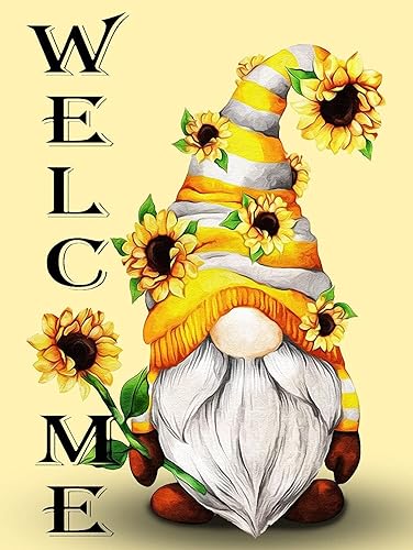 Kits de pintura de diamantes 5D para adultos, kits de arte de diamantes de gnomo para adultos, niños principiantes, pinturas redondas de girasoles