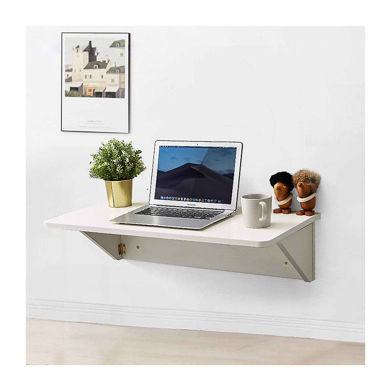 ZRN Escritorio de Pared Blanco, pequeña Mesa Plegable Mesa de Comedor de Madera Resistente, complemento lavadero/Bar/Cocina