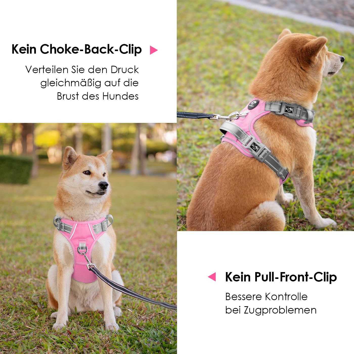 PHOEPET Anti-Pull Dog Harness, Reflective Adjustable Puppy Safety Harness for Small Medium and Large Dogs (L - Image 3