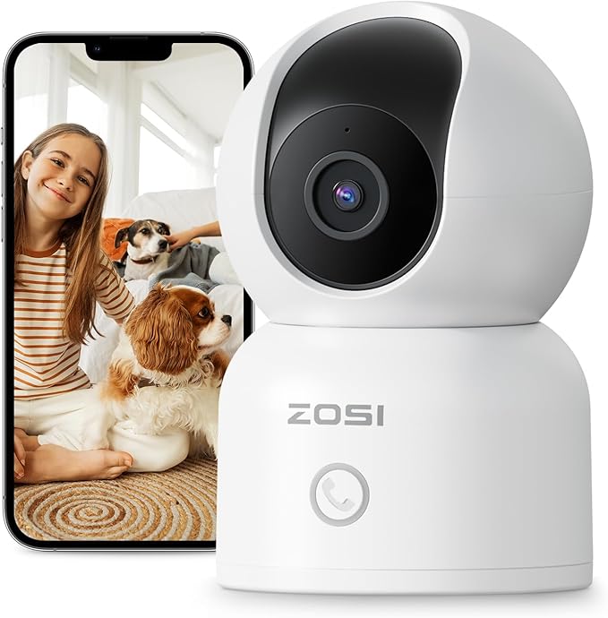 ZOSI C518 1080p Cámara de Vigilancia WiFi Interior para Bebé/Mascota, Detección y Seguimiento de Persona, Visión Nocturna, Audio Bidireccional, 2.4G/5G WiFi