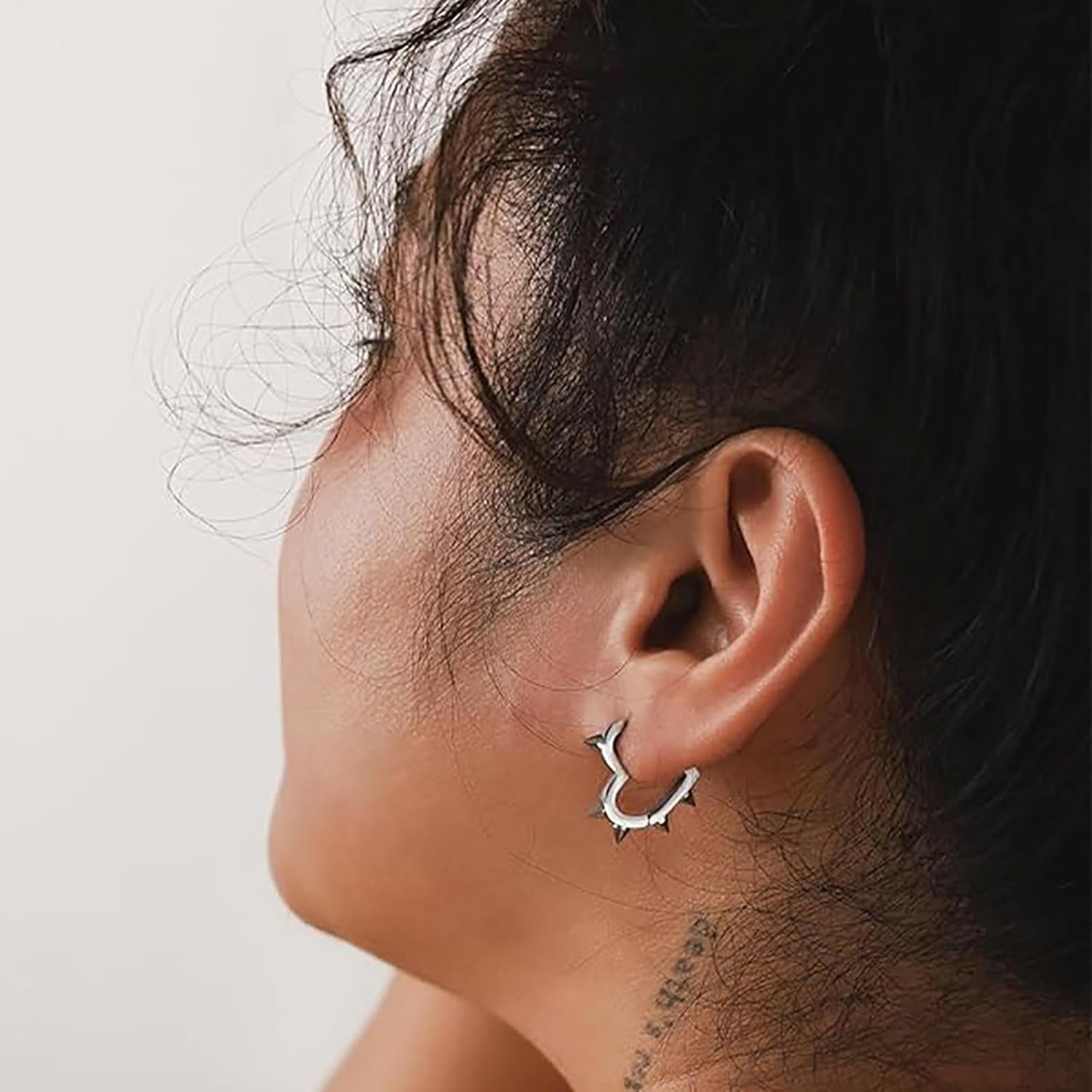 Gothic Spike Heart Hoop Earrings for Women Gothic Punk Rock Heart Earrings Trendy Stainless Steel Emo Earring Halloween Jewelry Gifts for Women - Image 3