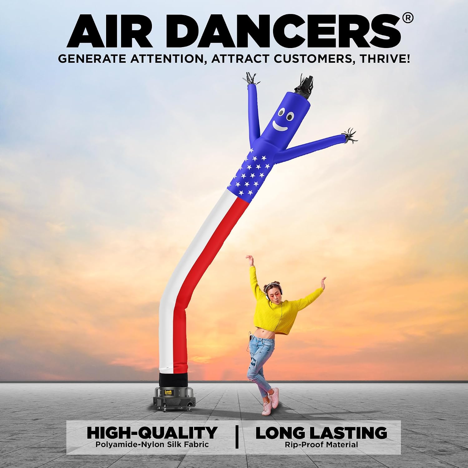LookOurWay Air Dancers Inflatable Tube Man Complete Set with 1 HP Weather-Resistant Sky Dancer Blower