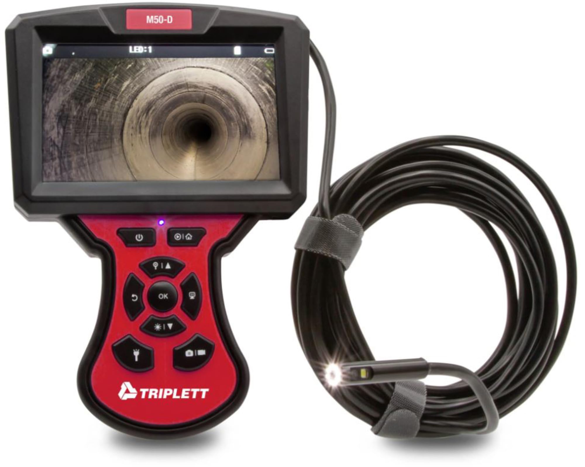 Triplett BR350 High Definition Forward and Side View Videoscope with Dual Waterproof 5mm Cameras and 5" Color LCD Display