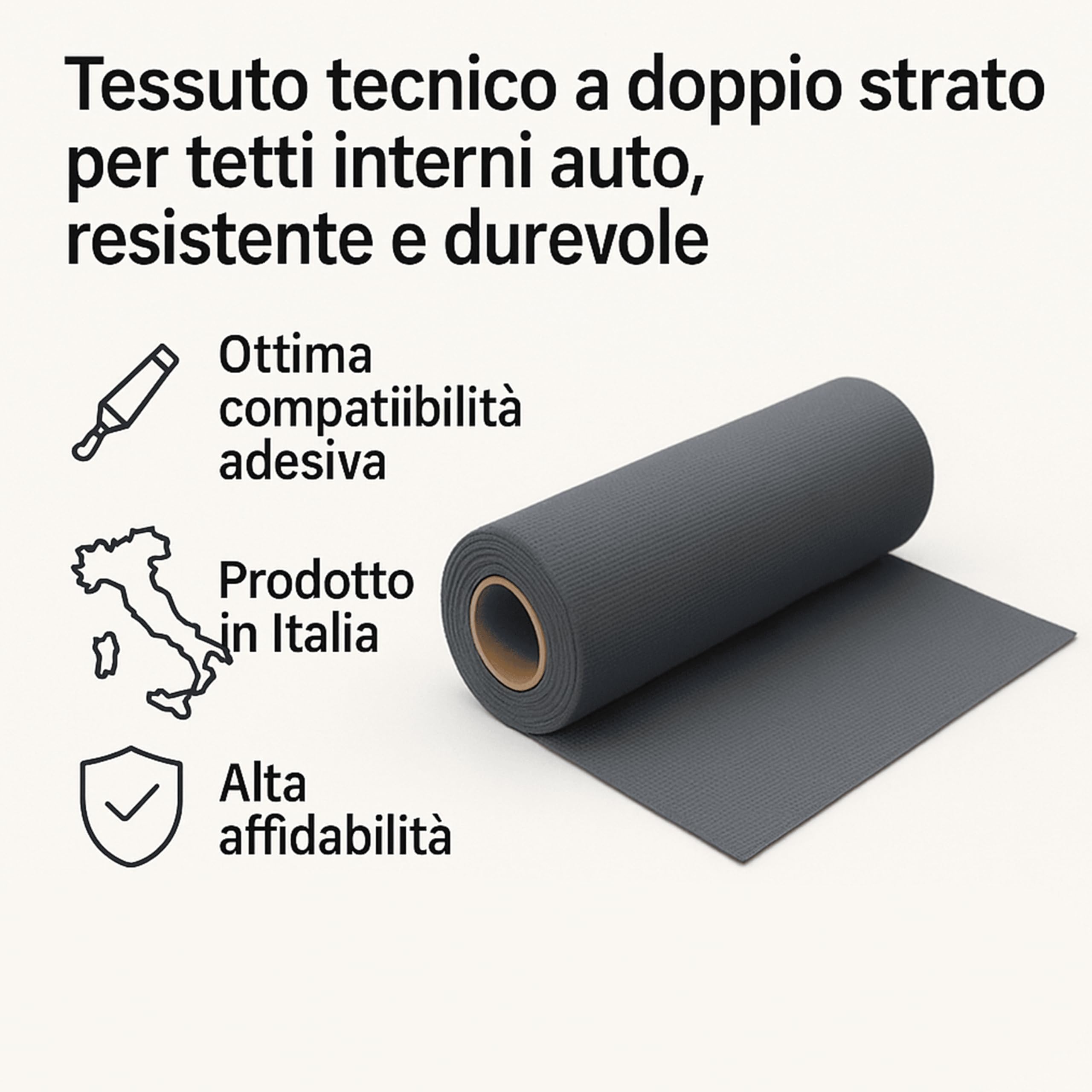 ITALFODERE - Kit Tessuto Cielo Auto + 1 Colla OMAGGIO - Modello Nido d'ape - Ripara Tetto Auto Scollato rimedi fai da te - Colla Spray - Made in Italy - Grigio (200X180 CM)