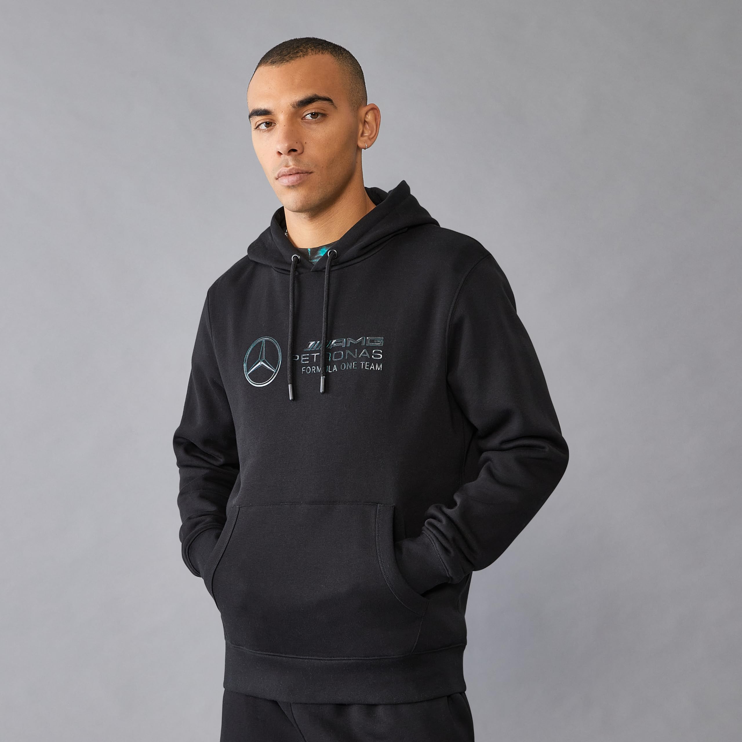 Mercedes AMG Petronas Sudadera con Capucha F1 Stealth Logo para Hombre - Negro - Tamaño: L