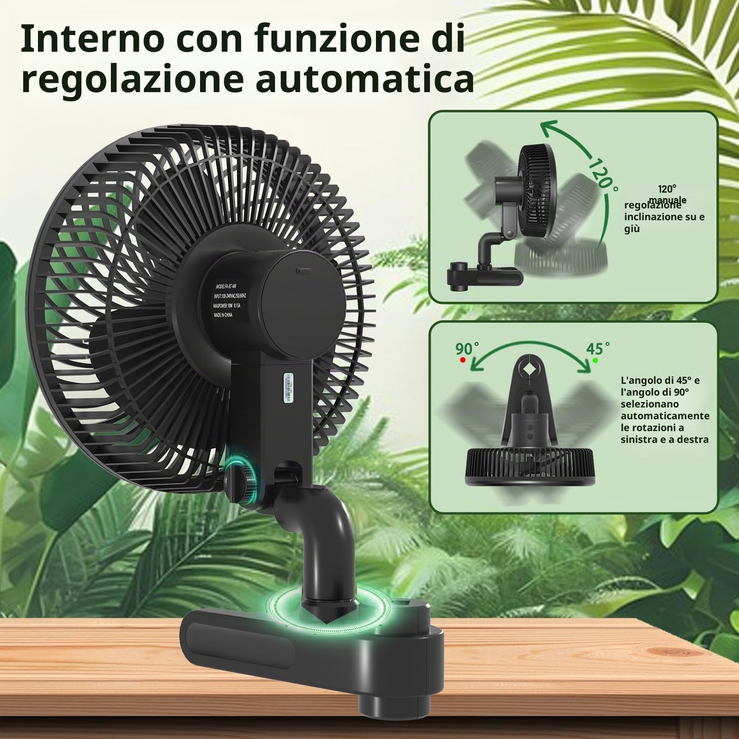 10W Grow Ventilatore con Clip, 10 velocità Ventilatore Automazione Oscillante, EC Motore, Silenzioso Clip Fan per Grow Tent.