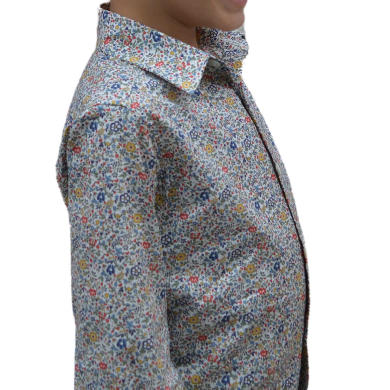Camicia Bambino Manica Lunga - Camicia Bianca Bambino - Cotone - VivalaVida - Stampa Floreale Liberty - Camicia di Fiori Camicia Padre Figlio - Taglie da 2 a 11 anni