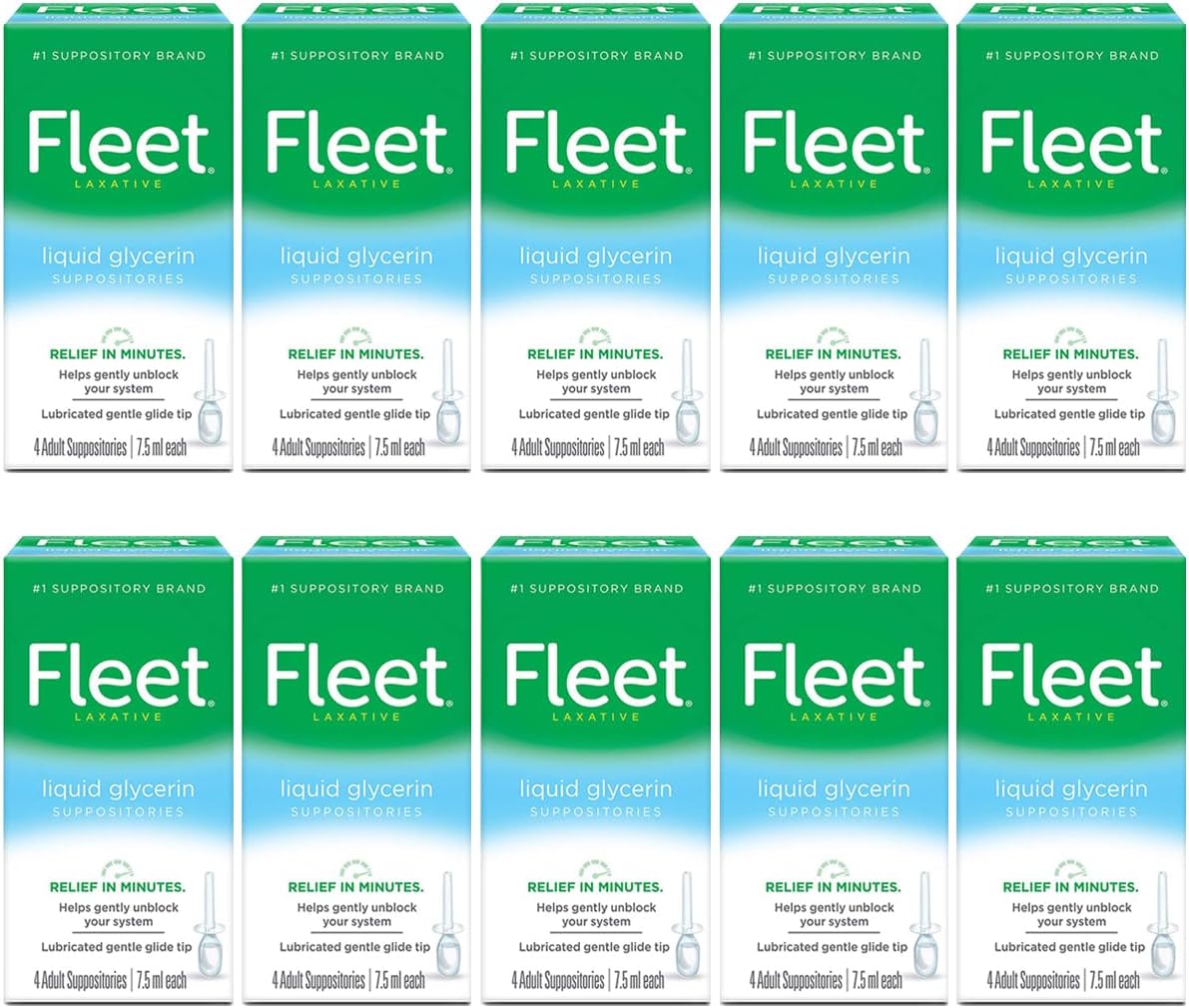 Fleet Liquid Glycerin Suppositories, 4 Count (Pack of 10)