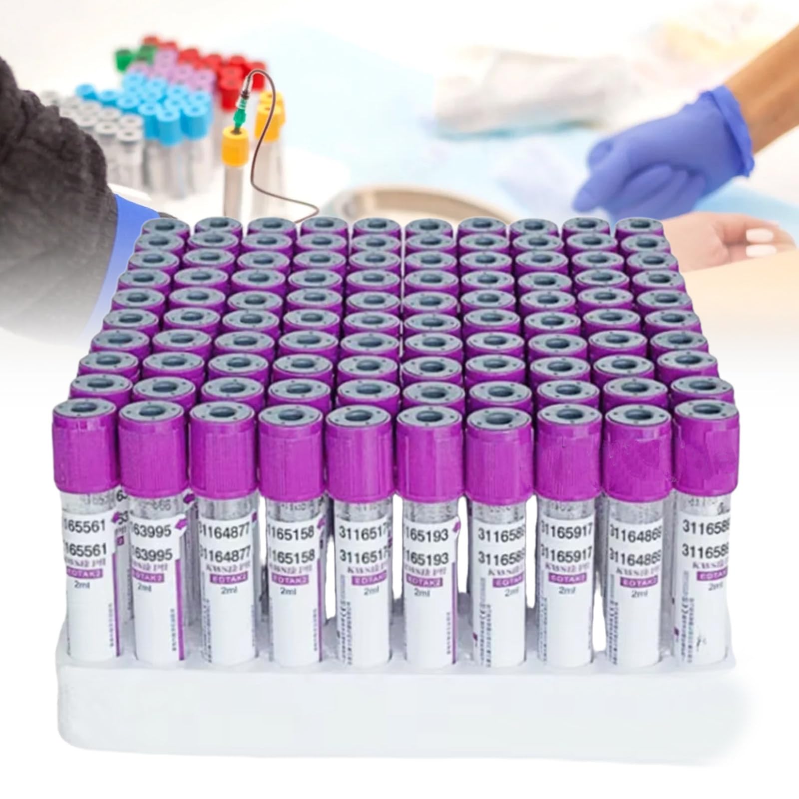 Provette per Coagulazione Del Sangue Sotto Vuoto Senza Materiale Pet Additivo per L'uso In Centrifuga per Sangue Venoso E Compatibilità Con Il Set,Purple-10ml