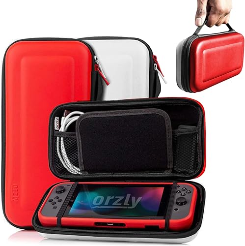 Miniatura 6 de Orzly - Estuche de transporte compatible con Nintendo Switch y con la nueva consola OLED de Switch, estuche de viaje rígido, portátil y de