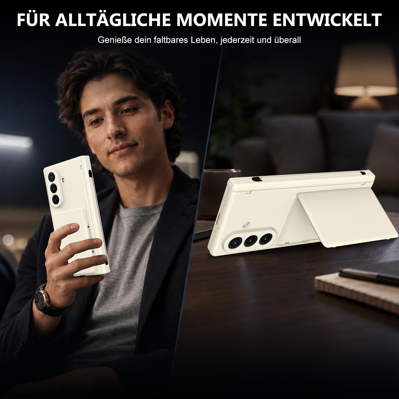Compatibile con Samsung Galaxy Z Fold 8 Ultra, custodia a portafoglio con custodia protettiva antiurto, pellicola protettiva frontale in vetro temperato, porta penna, scomparti per carte di credito e