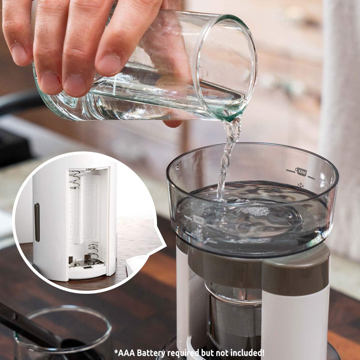 Linkind Automatic Pour Over Coffee Maker, 120 ml One Cup Battery-Driven Brewer with Reusable Stainless Steel Filter, Simulate Handcraft, Compact in Size, Portable for Indoor and Outdoor Use, White