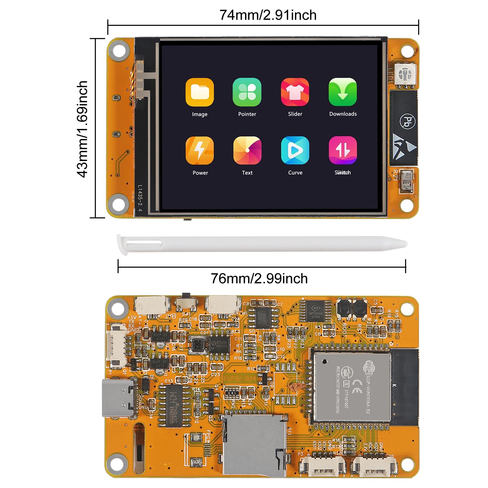 WiFi Bluetooth Scherm 2.8 Inch ESP32 HMI Ekran 240x320 SPI TFT LCD Rezistif Dokunmatik Ekran Uygun Fiyatıyla Satın Al Resistive Touch Met Pen