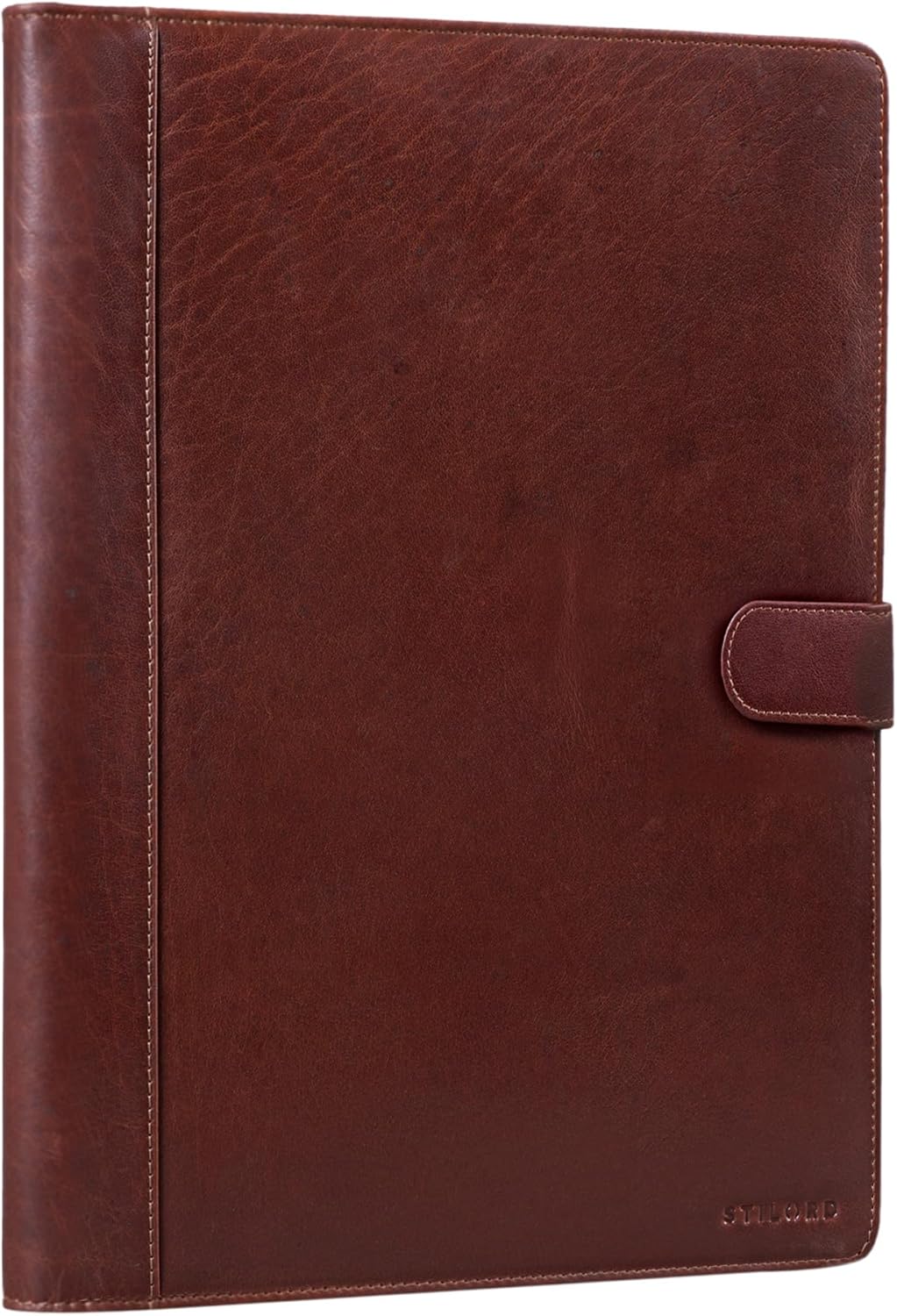 Luxe schrijfmap A4 met Ipad- of tabletvak van mat bruin vintage ecoleer - Chester