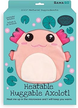 GAMAGO Axolotl Heatable Huggable 8 Inch Microwavable Heating Pad Pillow, Lavender Scented Plush Heat Pack for Cramps and Aches