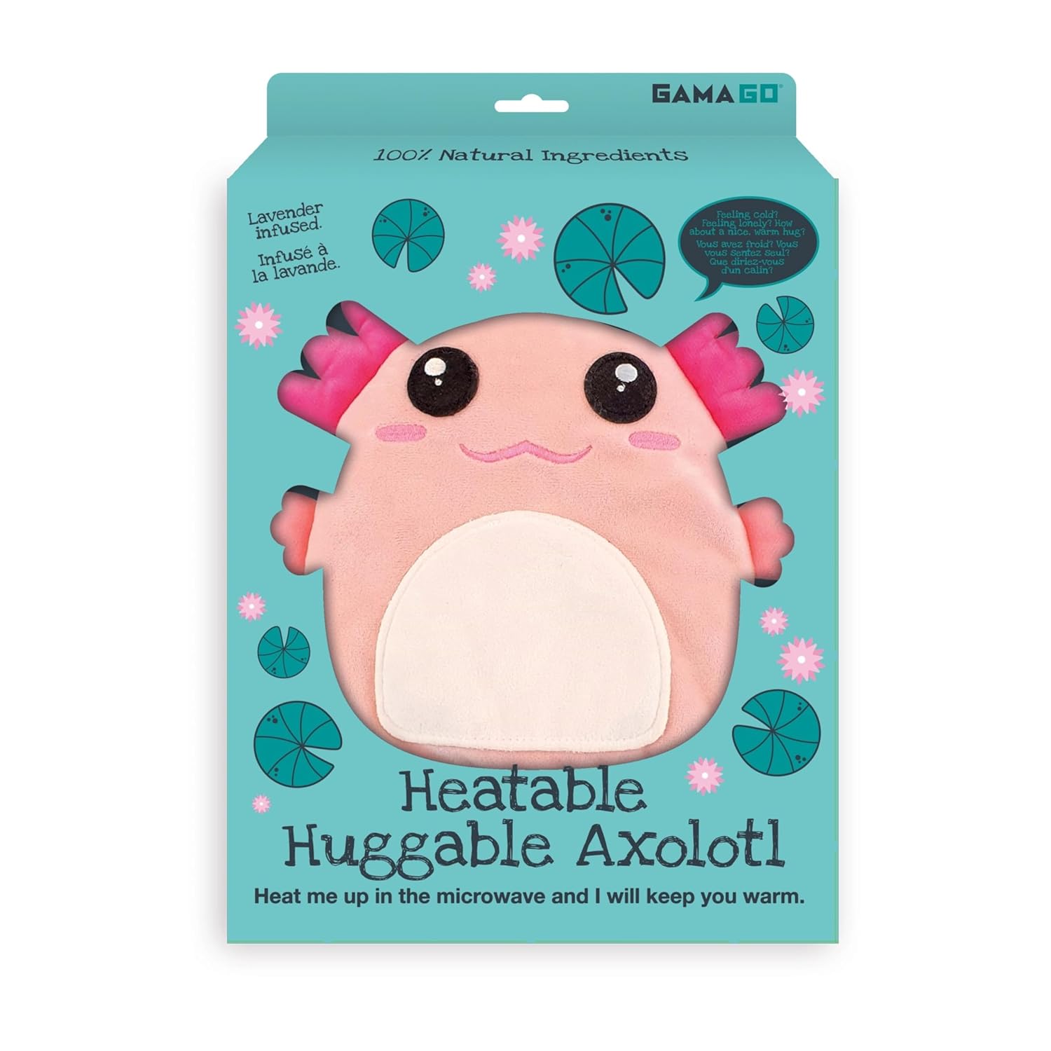 GAMAGO Axolotl Heating Pad & Pillow Huggable - Microwavable Heat Pad for Cramps, Aches & Anxiety Relief - Cute Heat Pack Stuffed with Eco-Friendly Wheat & Dried Lavender - 11"