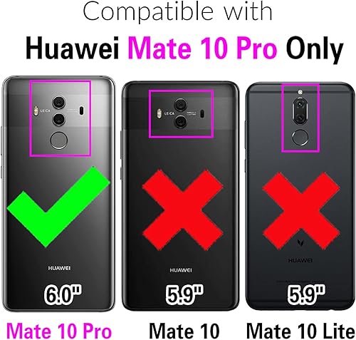 Miniatura 2 de Asuwish Funda de teléfono para Huawei Mate 10 Pro con protector de pantalla de vidrio templado y cartera de cuero con diseño de flores, soporte para